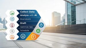 Flowchart of six steps in AI-driven content creation