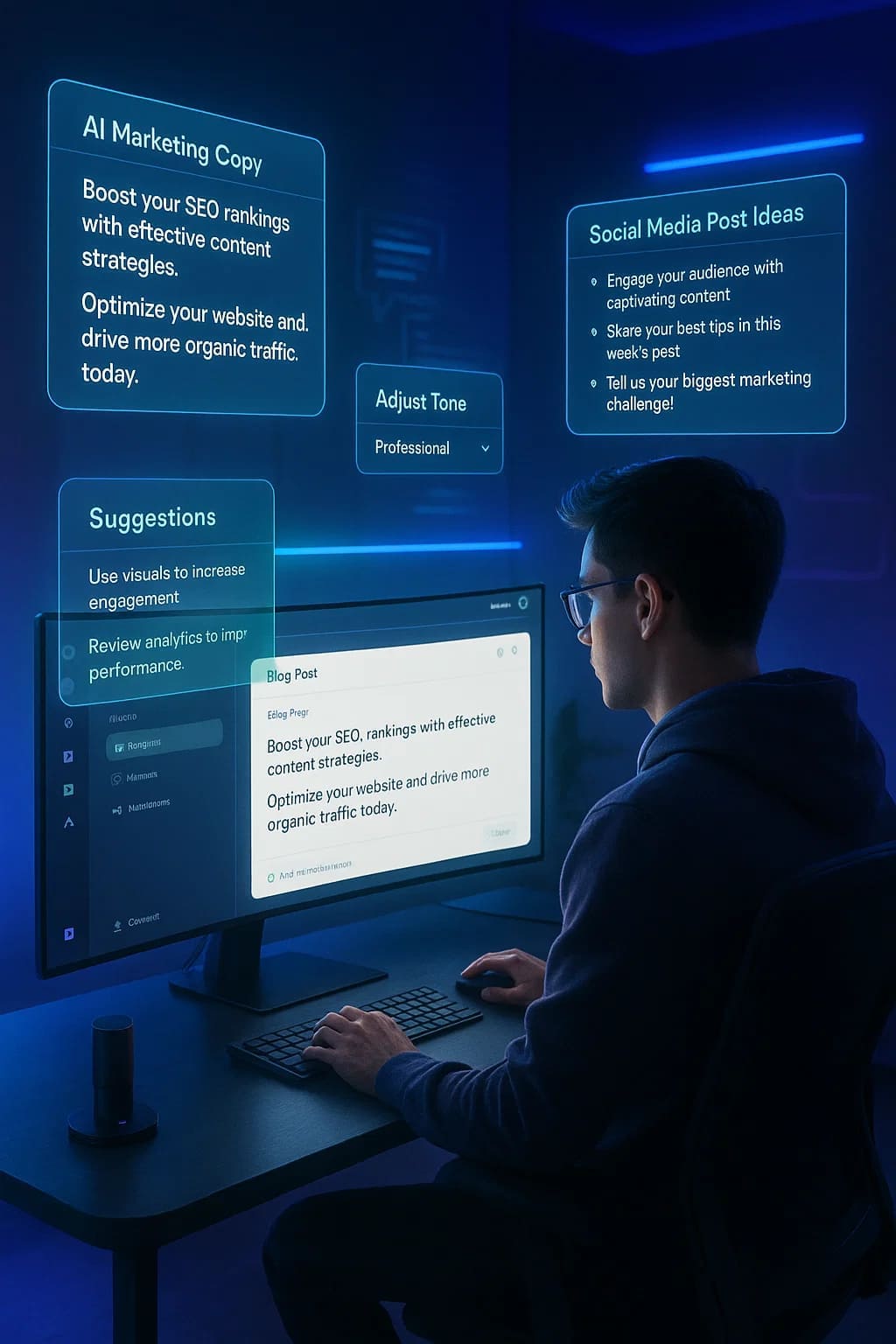 ChatGPT generating social caption variations in different tones