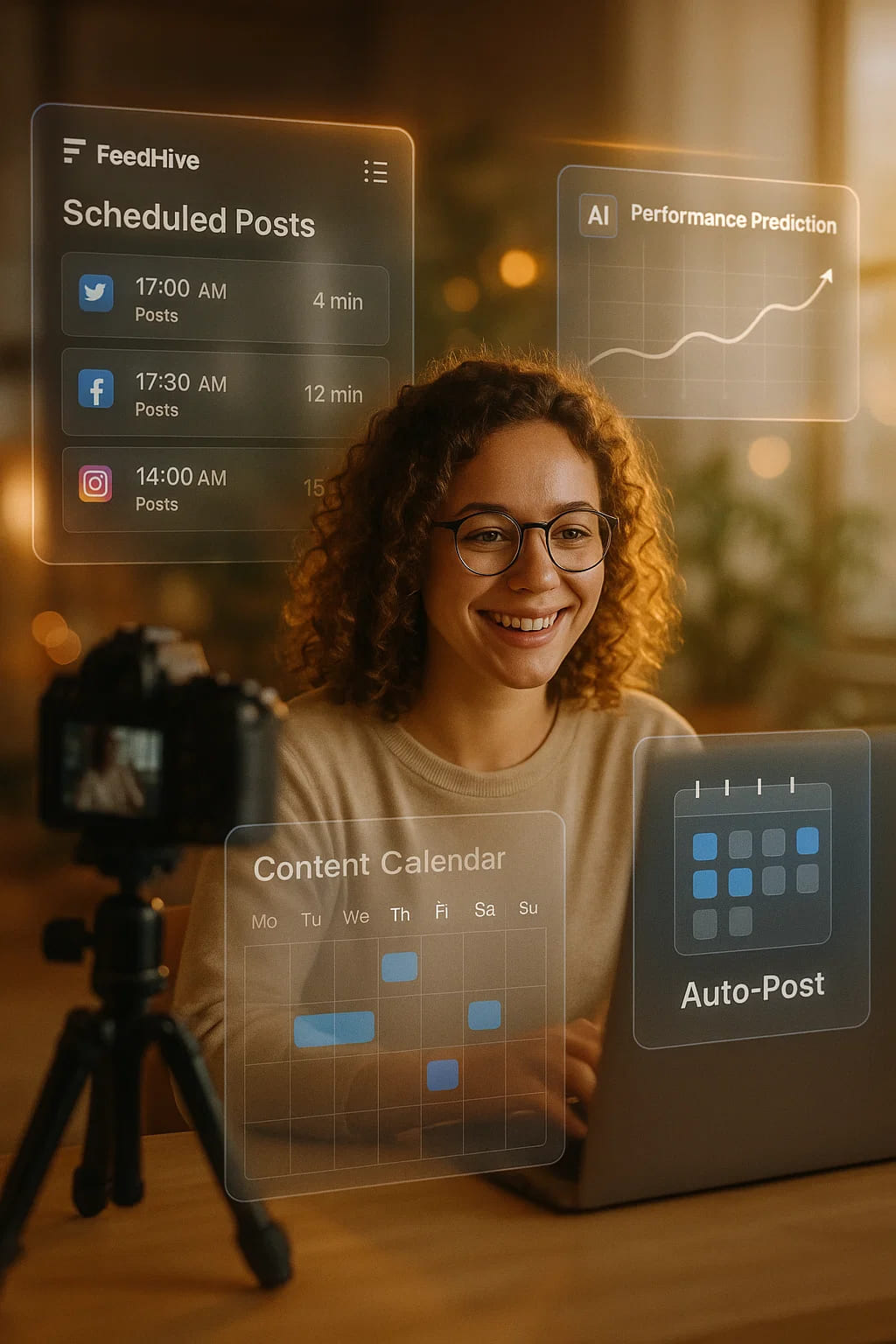 FeedHive dashboard showing AI-powered content scheduling and analytics